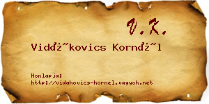 Vidákovics Kornél névjegykártya