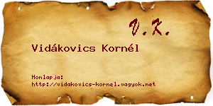 Vidákovics Kornél névjegykártya